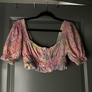 Urban outfitters super cropped rainbow blouse
